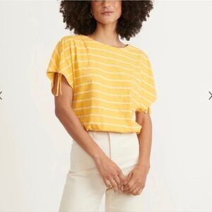 Marine Layer Blaine Cinch Tee Yellow Stripe Size M